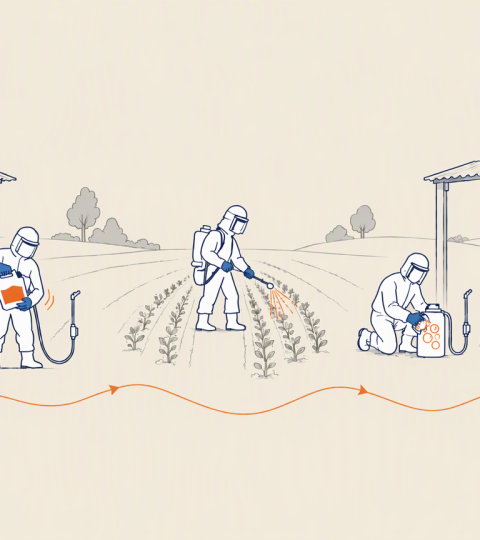 Line drawing of people at an outdoor gathering, some sitting and some playing music